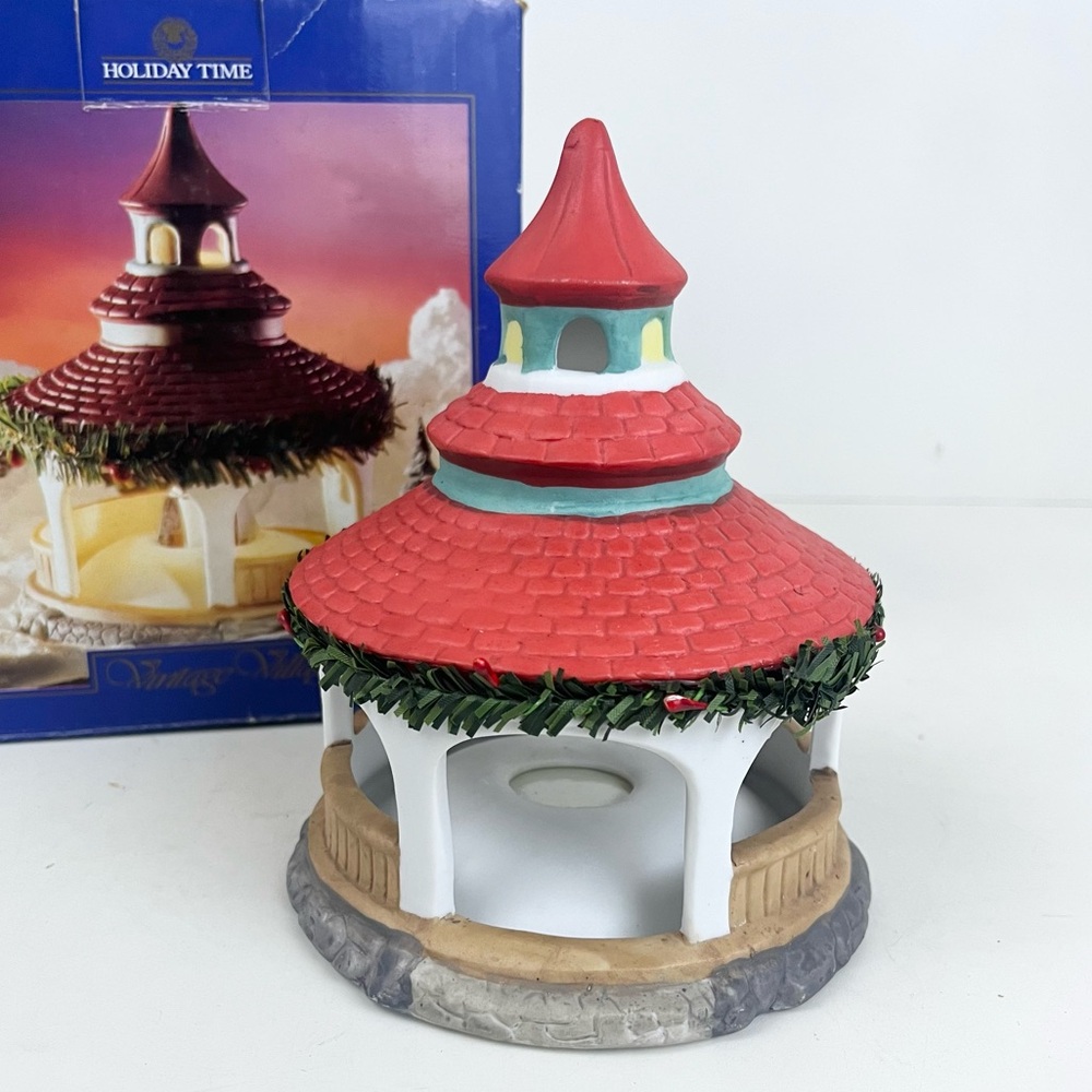 Holiday Time Vintage Village Hand Painted Porcelain Light Up Gazebo New In Box